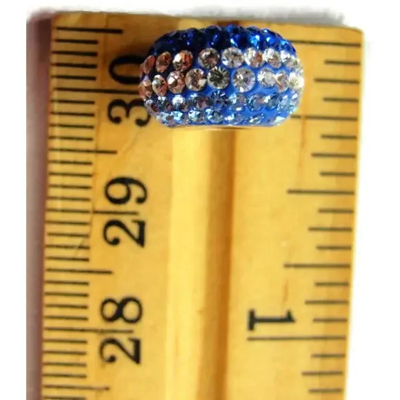 Bead Spacer Blue White Simulated Cubic Zirconia Vintage Sterling Silver 925 - Picture 8 of 10